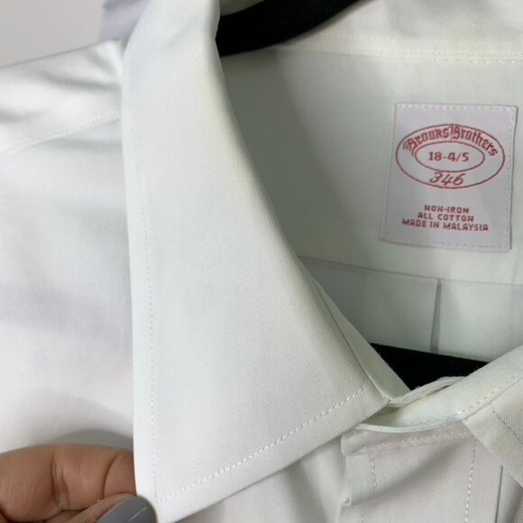 Brooks Brothers 346 Men's White Long Sleeve Button Down Shirt Size 18 4/5 - Picture 3 of 15